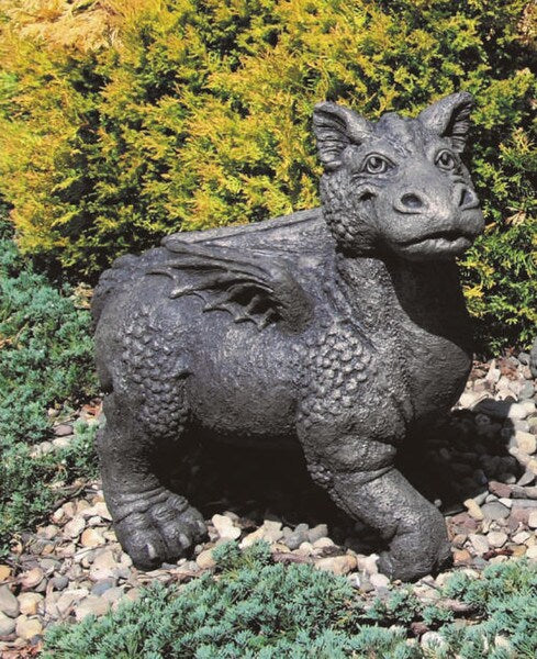Batsto Dragon Cast Stone Garden Statue Large Scale Gothic Funny