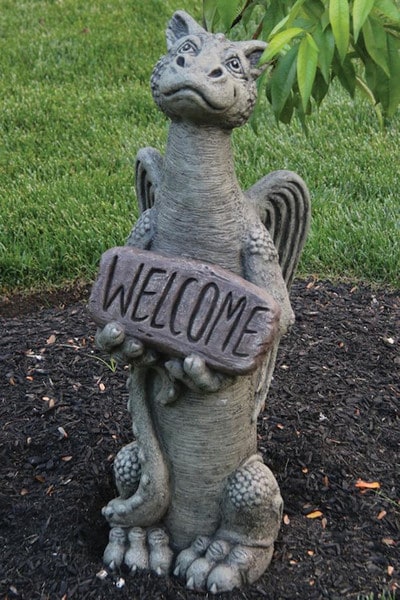 Massarelli statuary Grinsey Tall Welcome Dragon Sculpture Whimsical
