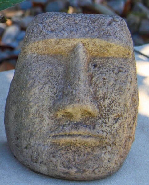 Easter Island Small Face Bust Statue Cast Stone Garden
