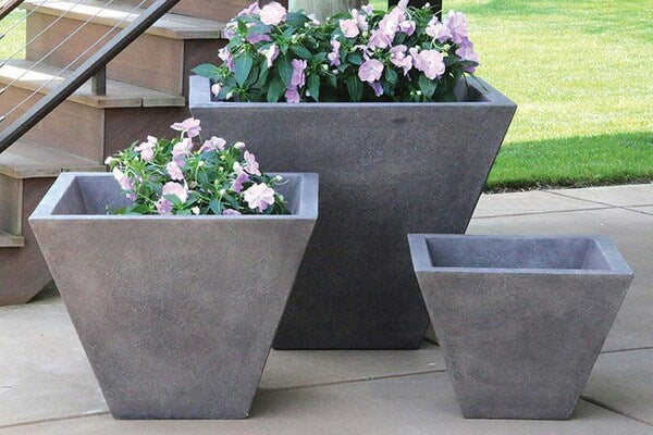 Oblique Garden Planter Cement Medium Decorative Modern Cast Stone