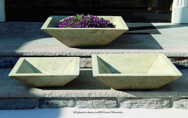 Square Low Bowl Planter Available in Three Sizes Matching Set of Vases