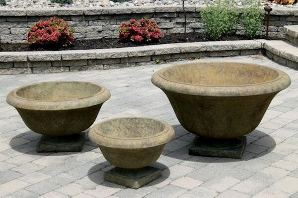 Round Chesire Urn Sleek Designed Sculptural Statuary by Massarelli