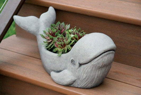 Kilo the Whale Garden Planter Statue Stone Urn Mammal Decorative