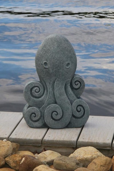 Sculpture coastal Contemporary Octopus Cement Statue Beach Art