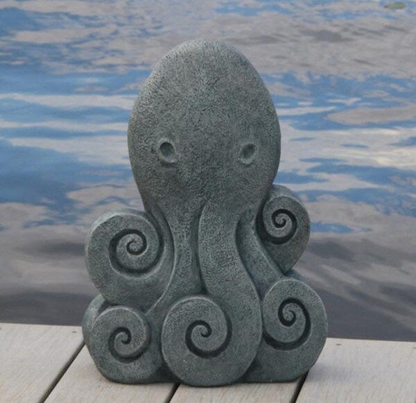 Sculpture coastal Contemporary Octopus Cement Statue Beach Artwork