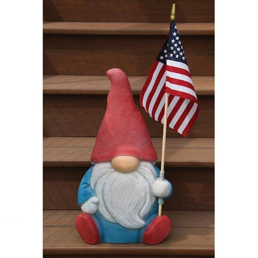 American Flag Garden Gnome Decorative Cement Statue Outdoor Sculpture