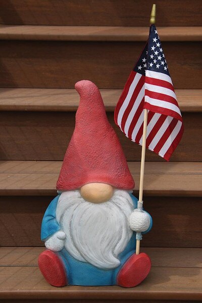 American Flag Garden Gnome Decorative Cement Statue Patriot Sculpture