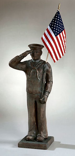 Armed Forces Navy Sculpture with American Flag Soldiers Military Statues