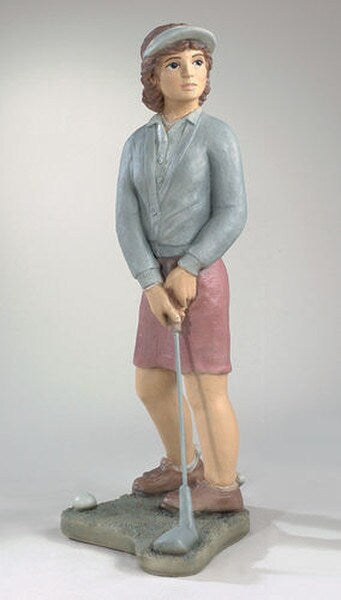 Nostalgic Golfer Woman Garden Sculpture Hand Painted