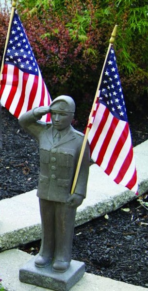 Armed Forces Army Soldier Sculpture with American Flag Cement Statue