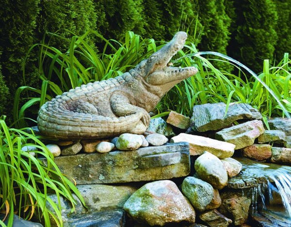 Alligator Plumped Water Feature Statue Large Gator crocodile Sculpture