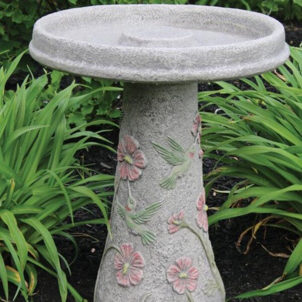 Hummingbird Bird Bath Cement Garden Cement Watering for Birds