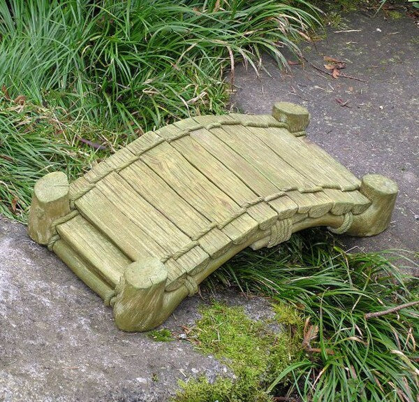 Little Garden Stone Bridge crossing brook pathway sculpture Cement
