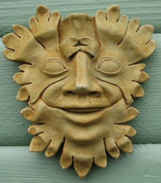 Bavarian Greenman Plaque Sculpture - Concrete for outdoor use