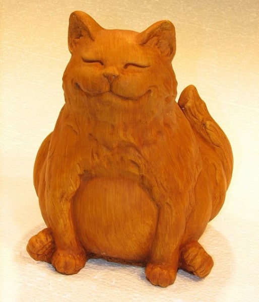 Contented Happy Fat Cat for the Garden