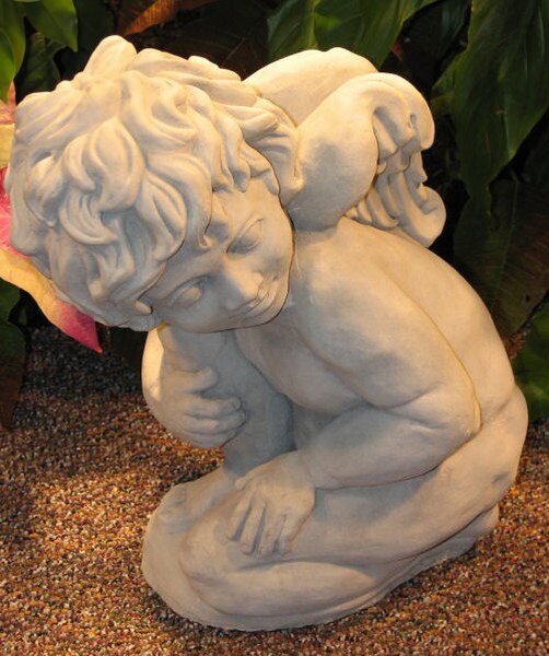 Stone Garden Kneeling Cherub Sculpture