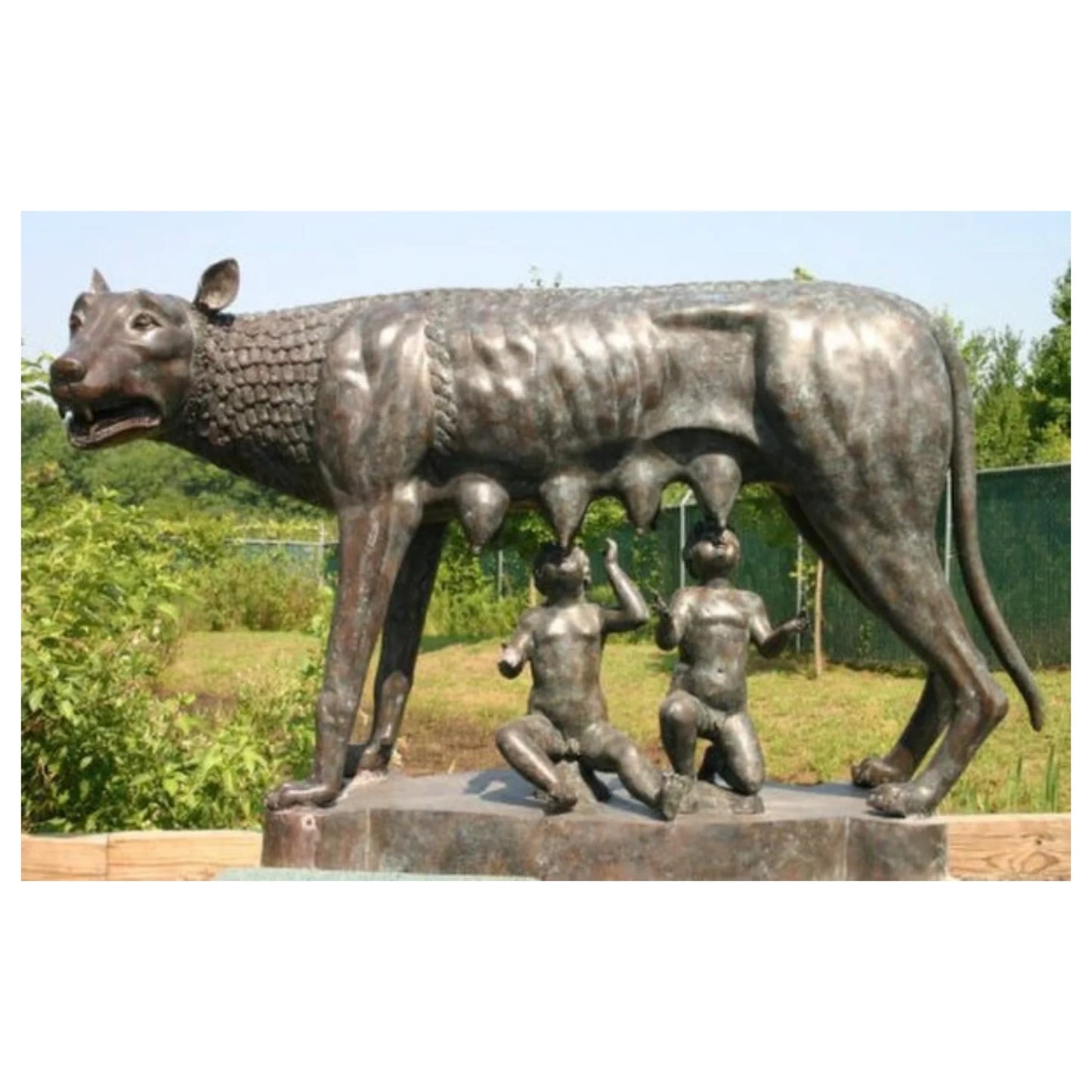 Etruscan Capitoline Wolf of Romulus Remus Large Bronze Sculpture