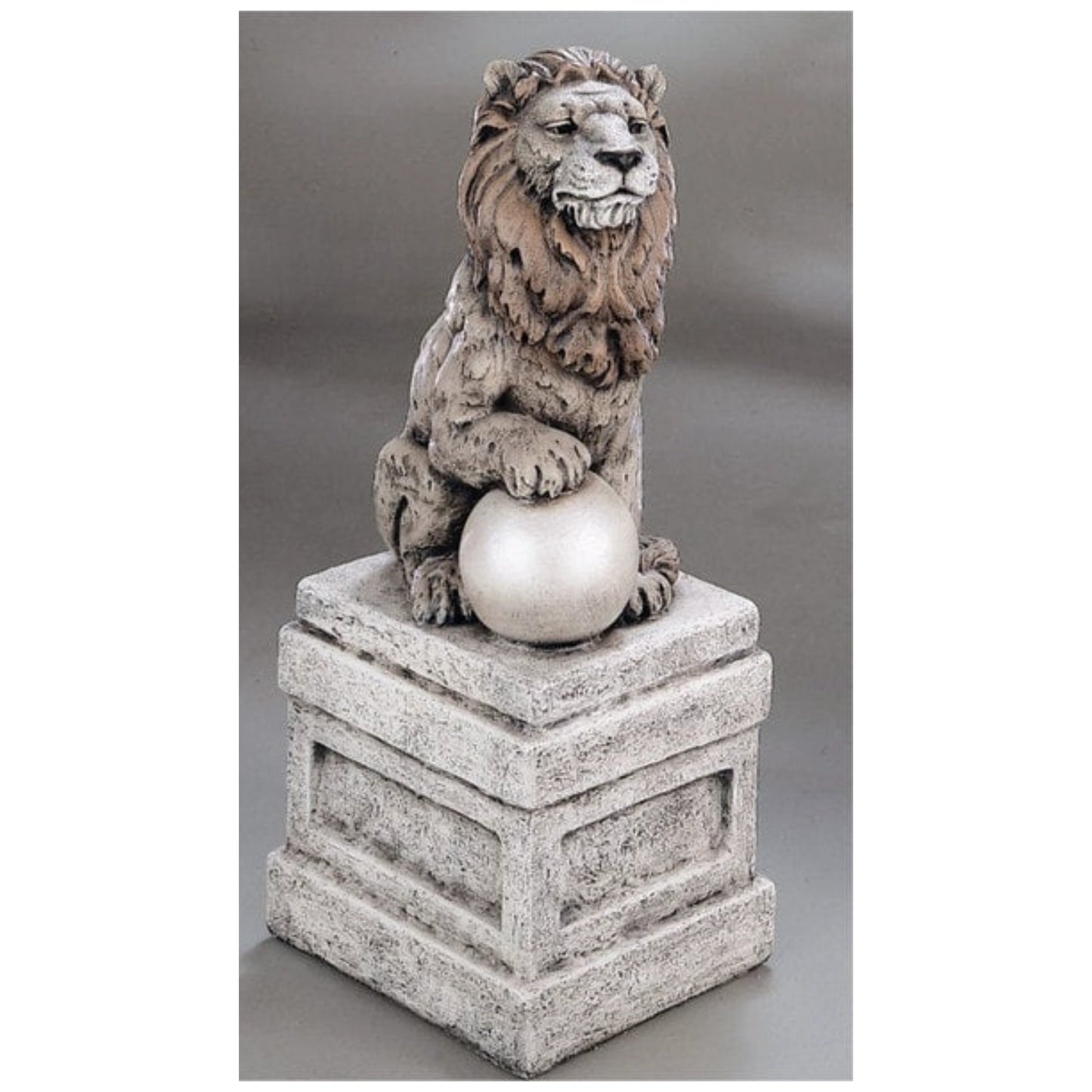 Castle Lion On Orb Facing Left Cement Statue by Henri Studio