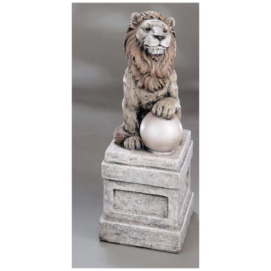 Castle Lion On Orb Facing Right Cement Statue
