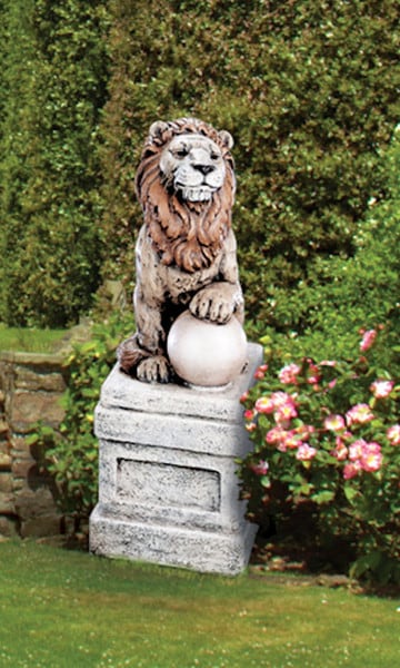 Castle Lion on Orb Left side cement accentuate porches doorways
