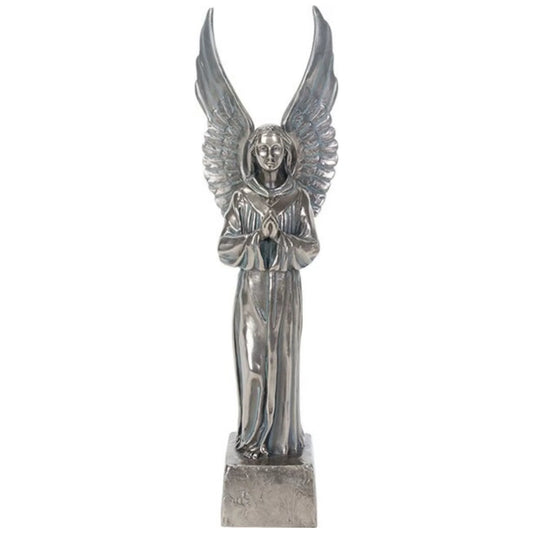 Cathedral Angel Standing Small Sculpture Side View Praying Decor
