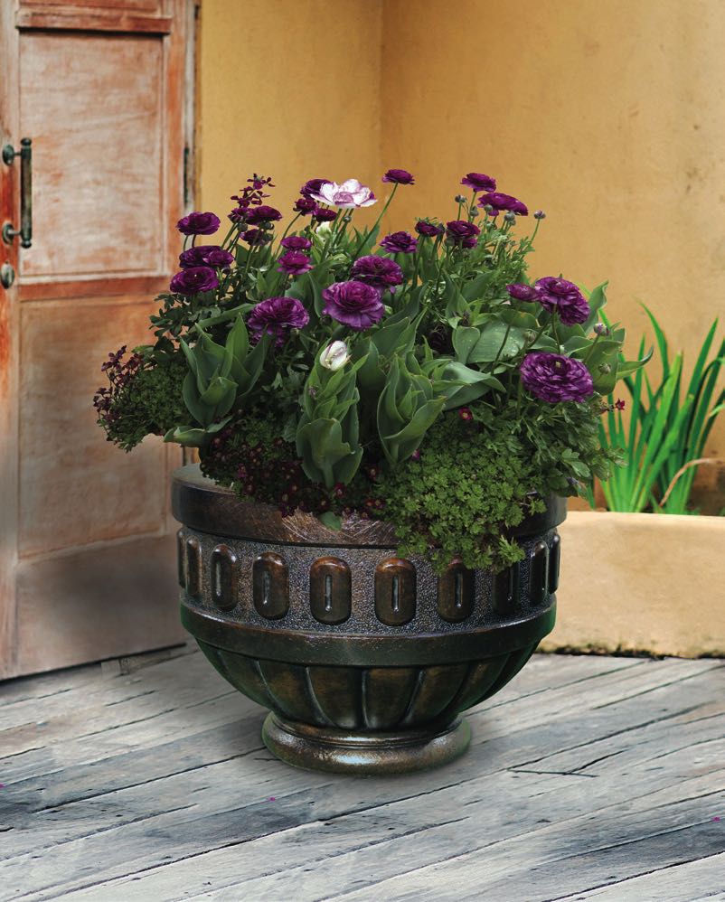 Chalice garden planter 21.5 inch cast stone urn made in USA with color choice