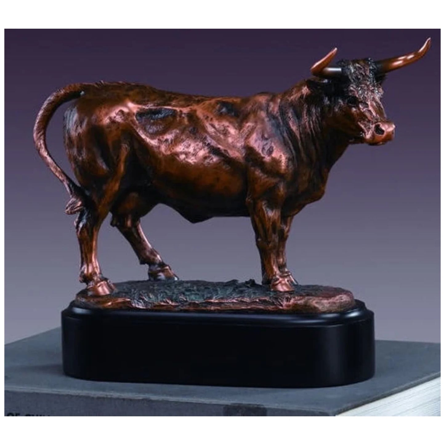 Bronze-finished Charolais cow sculpture with detailed texture and realistic stance, crafted in designer resin for indoor displayβideal for farmhouse or Western dΓ©cor.