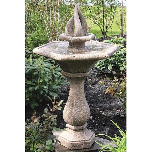 Chelsea Garden Glow Fountain with Light flame Sculptural Cement Unique