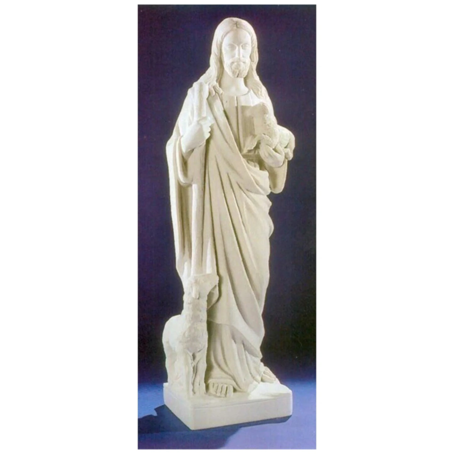 33-inch Italian marble Christ the Good Shepherd religious statue, ideal for sacred gardens, church displays, or devotional home dΓ©cor
