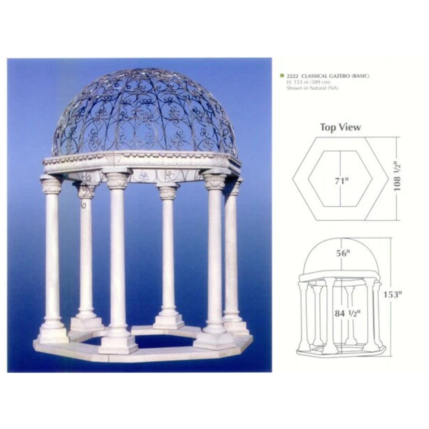 Classical Gazebo Basic Set Stone Columns Garden Decor
