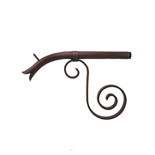 Decorative Courtyard Spout metal bracket with spiral design on a white background