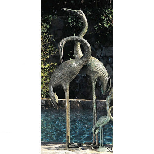 Crane Pair Extra Large Water Feature Sculptures Piped Fountains