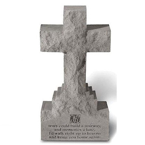 Cross Sculpture with if Tears Could Build Stairway Cement