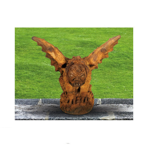 Cement Gargoyle Statue fierce bulldog face sculpture bat evils Gothic