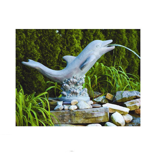 Dolphin Riding On Wave Piped Water Feature Sculpture Spouting Art
