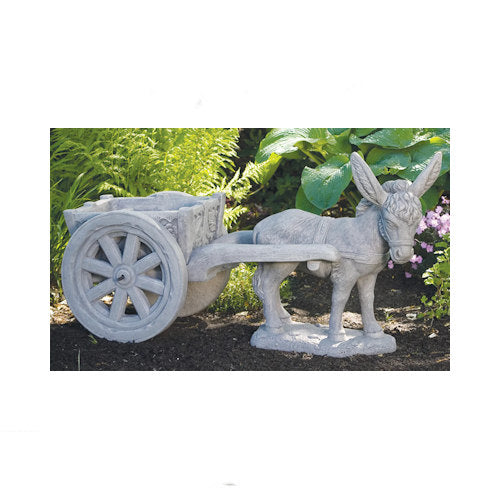 Donkey With Cart Garden Sculptures 45" L