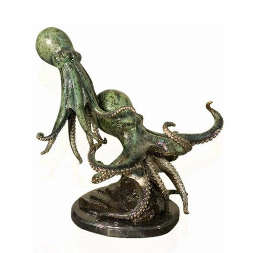 Double Octopus Bronze Sculpture 19" Tall