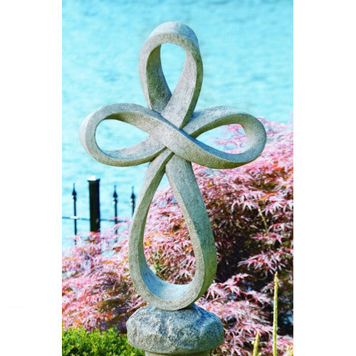 Eternity Cross Garden Sculpture Cast Stone Cement Statue Eternal Love