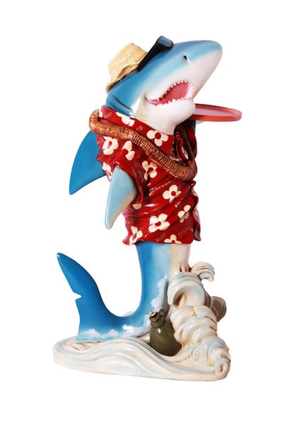 Statue depiction of a Shark with Tropical Garb Miami vice Great White