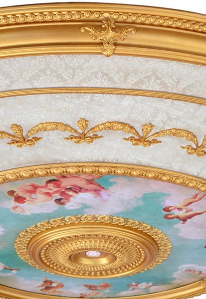 Fine ornate Neoclassical Grand Ceiling Medallion Round angels cupids cherubs