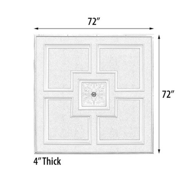 Decorative Tray Ceiling Medallion Square molding White Finish Easy Install