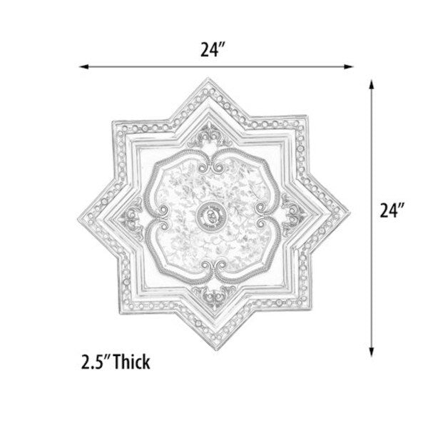 Small Ivory and Gold Eight Pointed Star Chandelier Ceiling Medallion