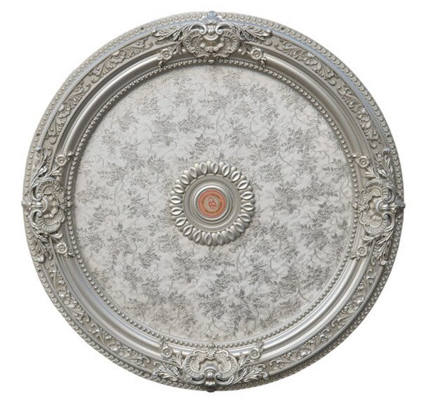 Antique Silver Round Ceiling Medallion flowers vines floral sculptural