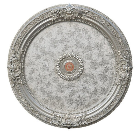 Antique Silver Round Ceiling Medallion flowers vines floral sculptural
