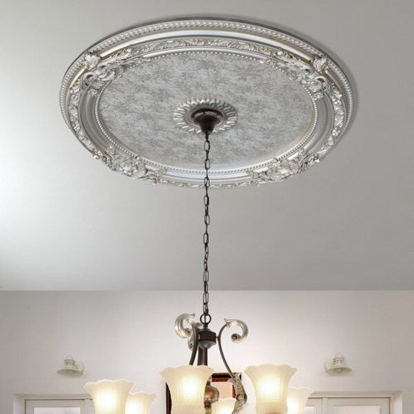 Antique Silver Round Ceiling Medallions flowers vines floral sculptural