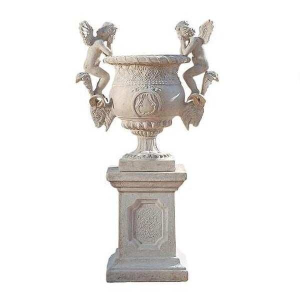 Versailles Cherub Urn and Plinth Pairing Ornate Statuary Set Vase Column
