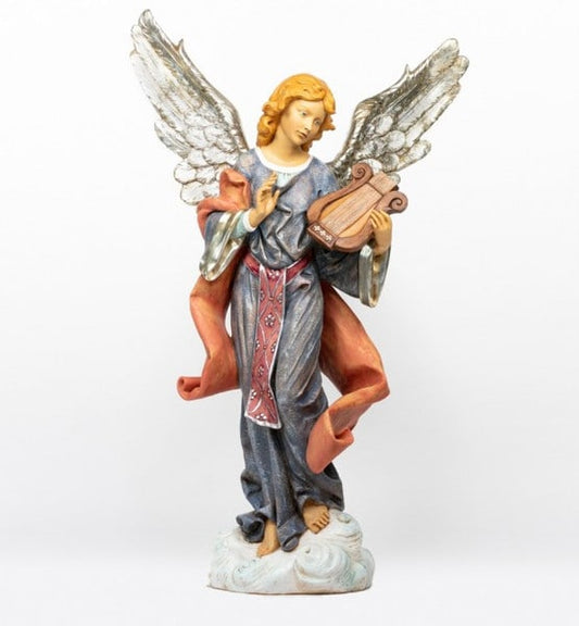 Angel Standing on a Cloud Statue by Fontanini Silver Wings Harp Nativity