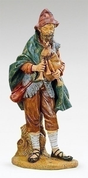 Shepherd Nativity Bagpiper Large Sculpture Fontanini Statue Catholic
