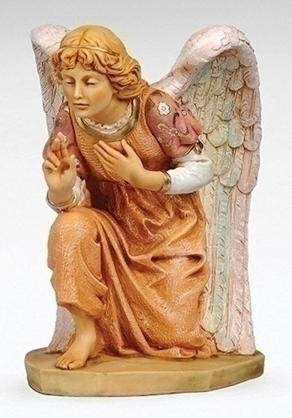 Angel Kneeling Statue By Fontanini Nativity Large Christmas Coral Gown