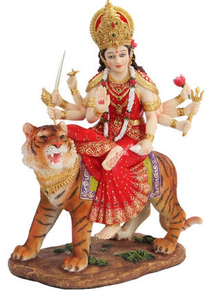 Durga Hindu Goddess Sculpture Hand Painted Asian Decor